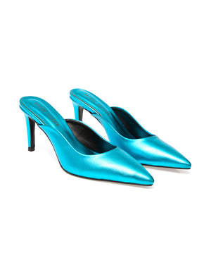 SAPATO MULE METALLIC AZUL TURQUESA