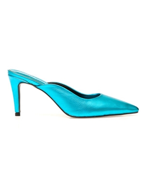 SAPATO MULE METALLIC AZUL TURQUESA